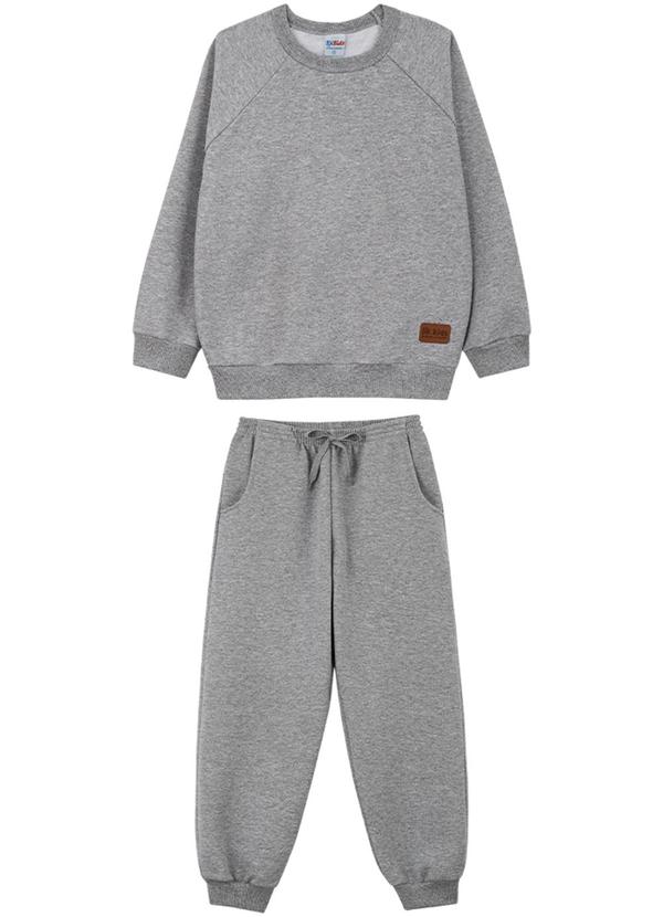 Lik Kids - Conjunto Blusão Raglan e Calça 2 Cabos Cinza