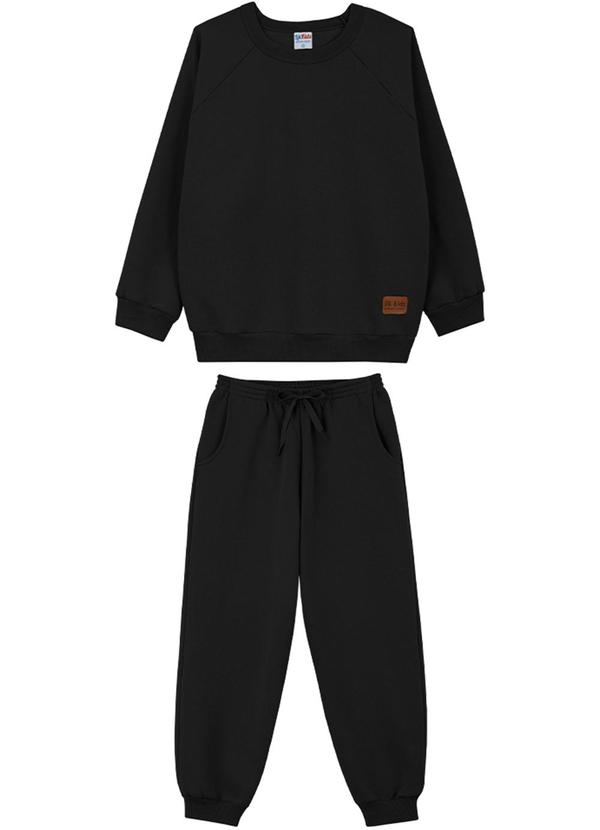 Lik Kids - Conjunto Blusão Raglan e Calça 2 Cabos Preto