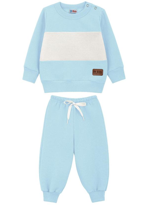 Lik Kids - Conjunto Blusão Recortes e Calça 2 Cabos Azul
