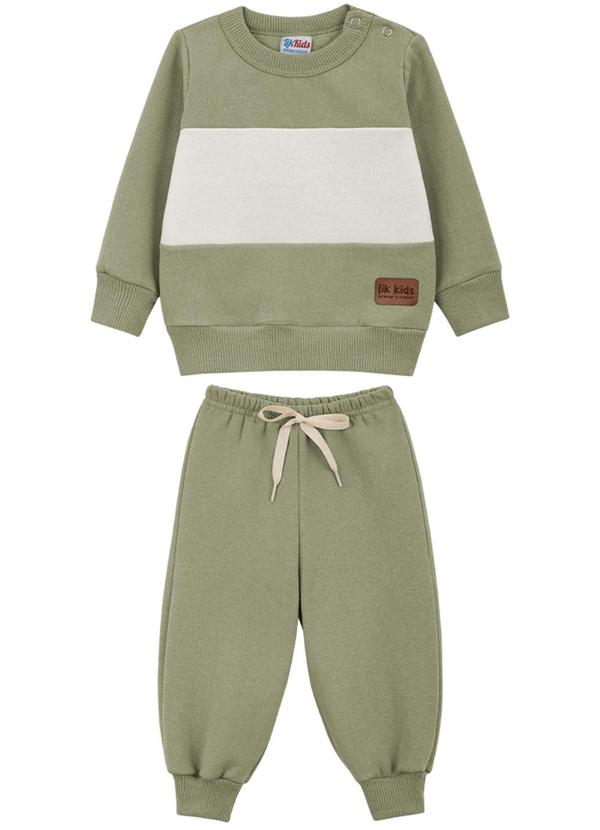 Lik Kids - Conjunto Blusão Recortes e Calça 2 Cabos Verde