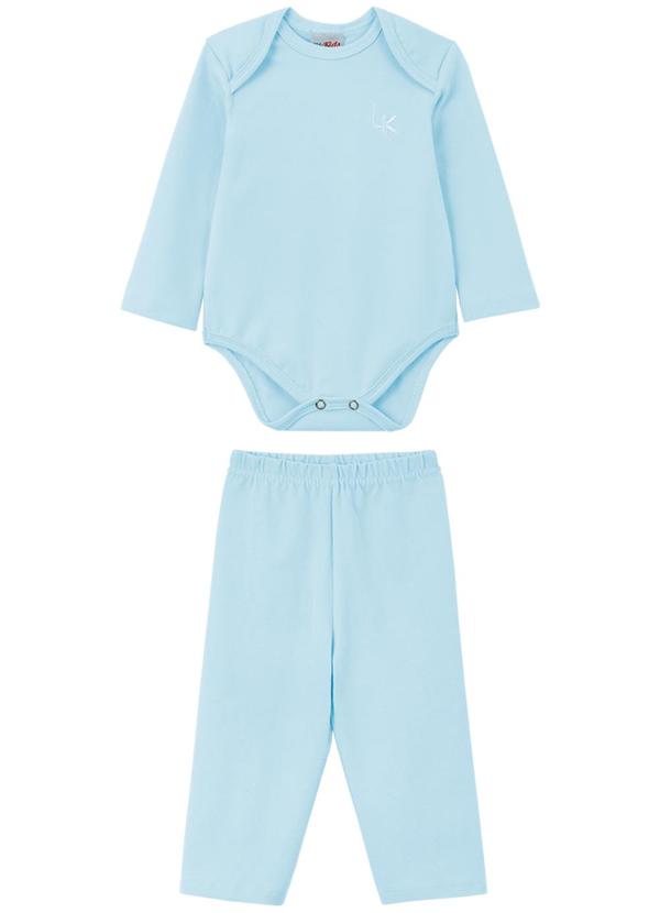 Lik Kids - Conjunto Body e Calça Cotton com Bordado Azul
