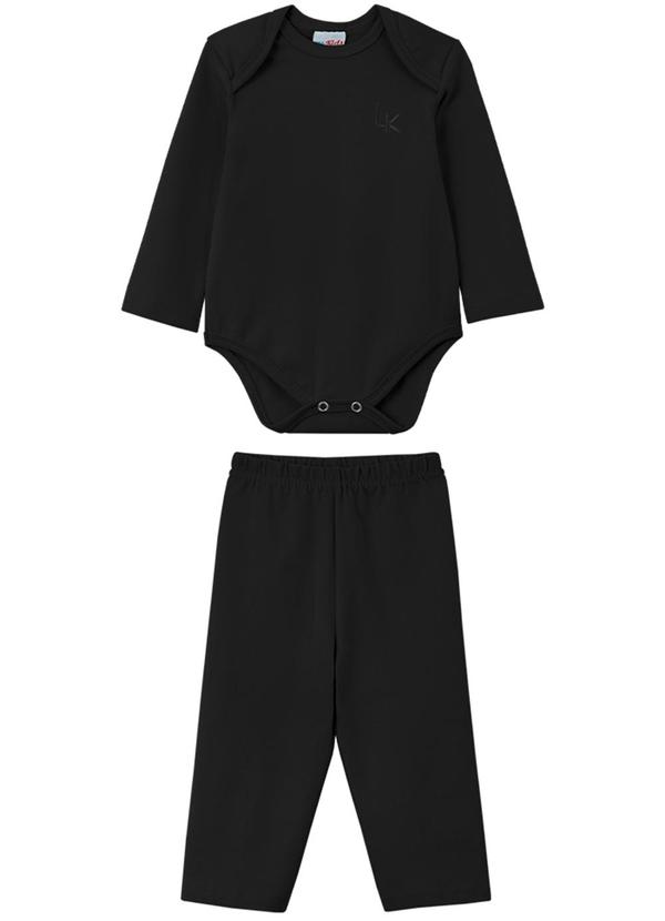 Lik Kids - Conjunto Body e Calça Cotton com Bordado Preto