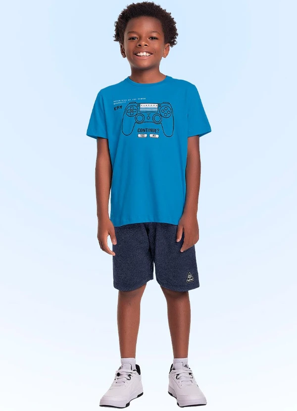 Fakini Kids - Conjunto Camiseta/Bermuda Azul