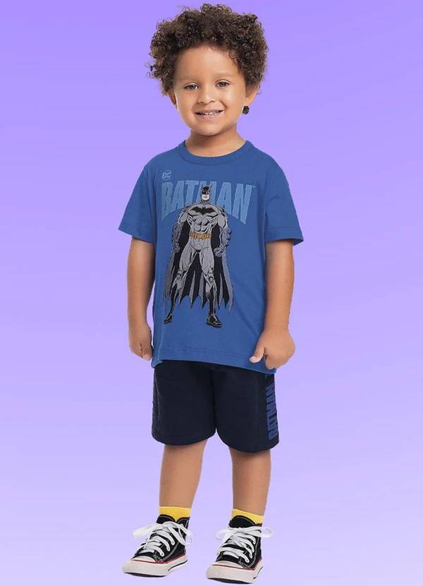 Fakini Kids - Conjunto Camiseta/Bermuda Batman Azul