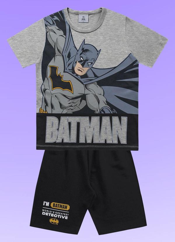 Fakini Kids - Conjunto Camiseta/Bermuda Batman Cinza