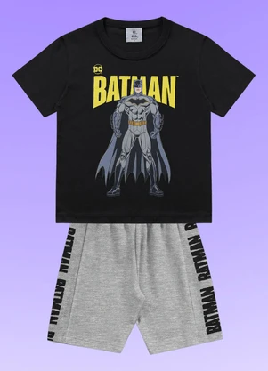 Fakini Kids - Conjunto Camiseta/Bermuda Batman Preto - FAKINI KIDS