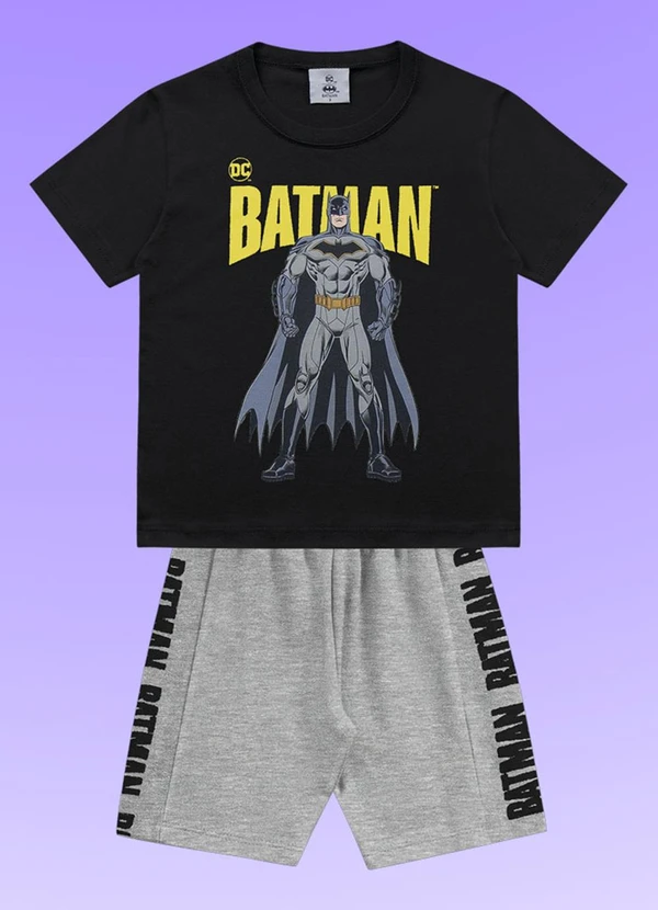 Fakini Kids - Conjunto Camiseta/Bermuda Batman Preto