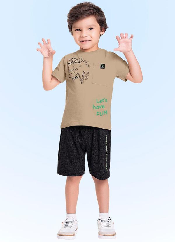Fakini Kids - Conjunto Camiseta/Bermuda Bege