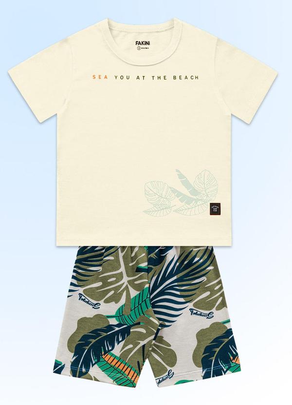 Fakini Kids - Conjunto Camiseta/Bermuda Bege