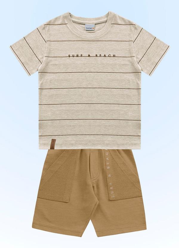 Fakini Kids - Conjunto Camiseta/Bermuda Bege