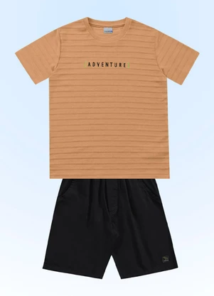 Fakini Kids - Conjunto Camiseta/Bermuda Bege - FAKINI KIDS