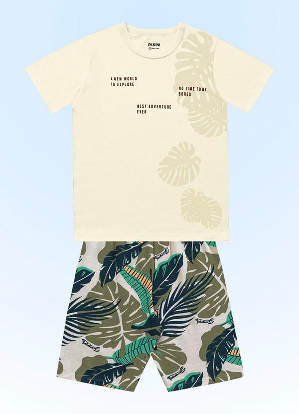 Fakini Kids - Conjunto Camiseta/Bermuda Bege