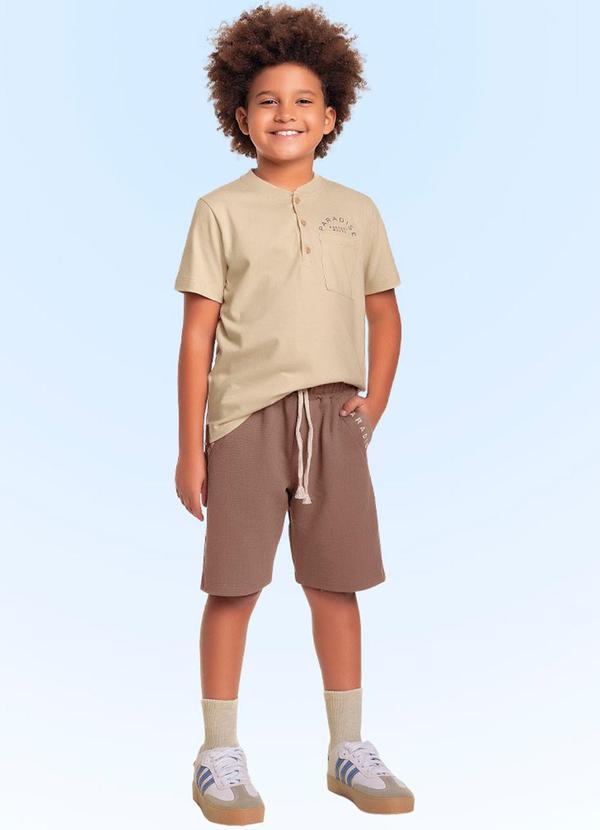 Fakini Kids - Conjunto Camiseta/Bermuda Bege