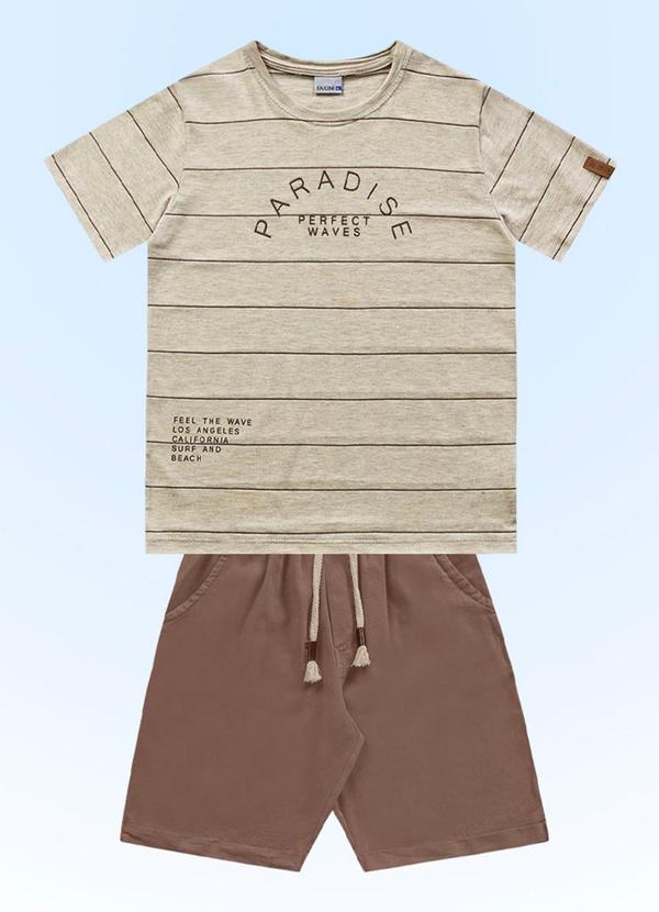 Fakini Kids - Conjunto Camiseta/Bermuda Bege 3