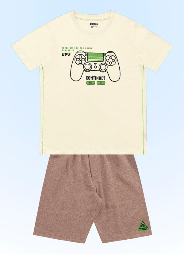 Fakini Kids - Conjunto Camiseta/Bermuda Bege
