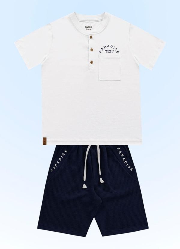 Fakini Kids - Conjunto Camiseta/Bermuda Branco