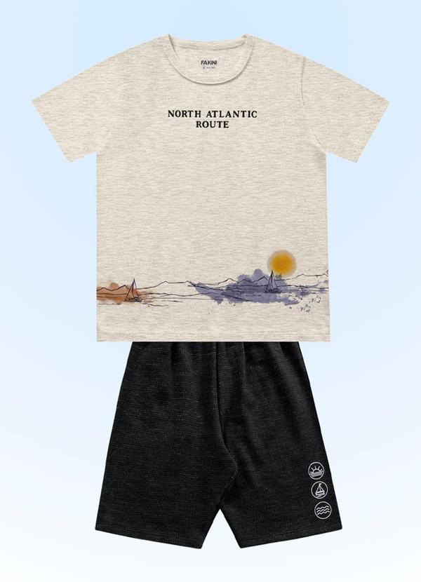 Fakini Kids - Conjunto Camiseta/Bermuda Cinza