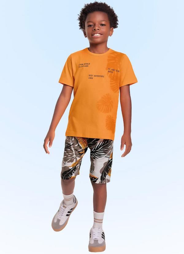 Fakini Kids - Conjunto Camiseta/Bermuda Laranja
