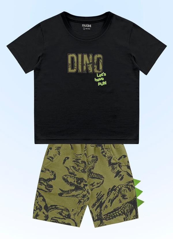 Fakini Kids - Conjunto Camiseta/Bermuda Preto