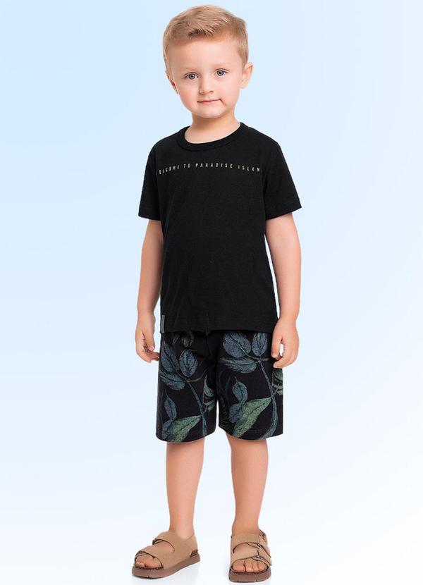 Fakini Kids - Conjunto Camiseta/Bermuda Preto
