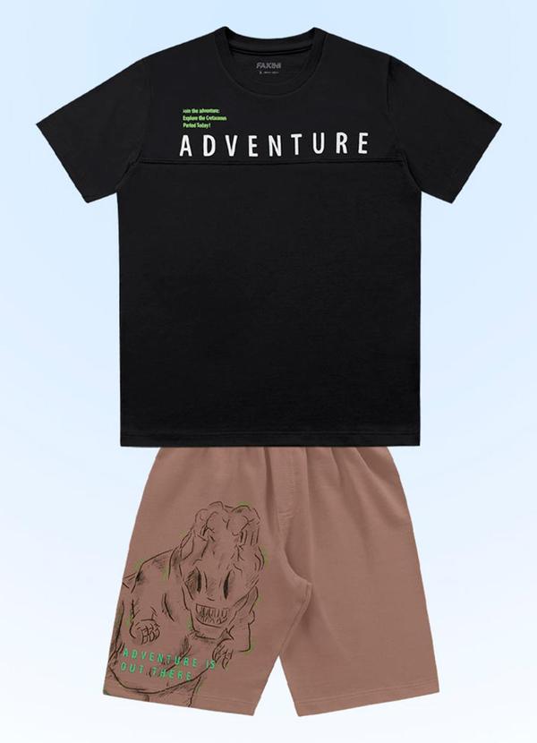 Fakini Kids - Conjunto Camiseta/Bermuda Preto