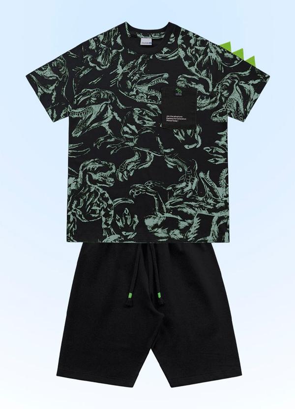 Fakini Kids - Conjunto Camiseta/Bermuda Preto