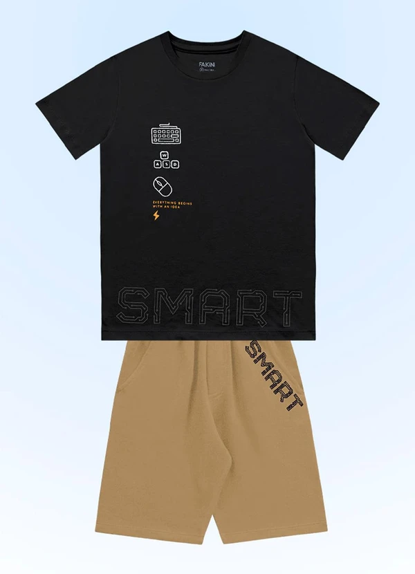 Fakini Kids - Conjunto Camiseta/Bermuda Preto