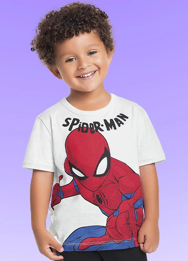 Fakini Kids - Conjunto Camiseta/Bermuda Spider-Man Branco