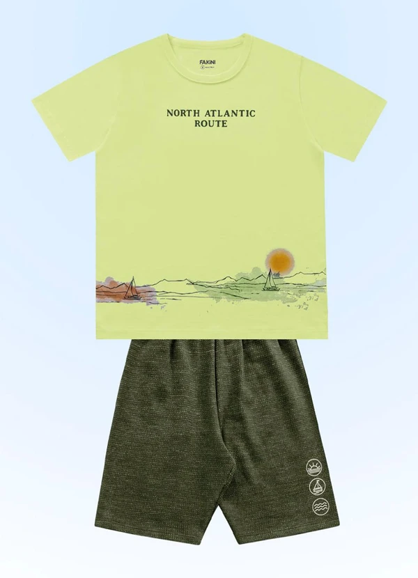 Fakini Kids - Conjunto Camiseta/Bermuda Verde