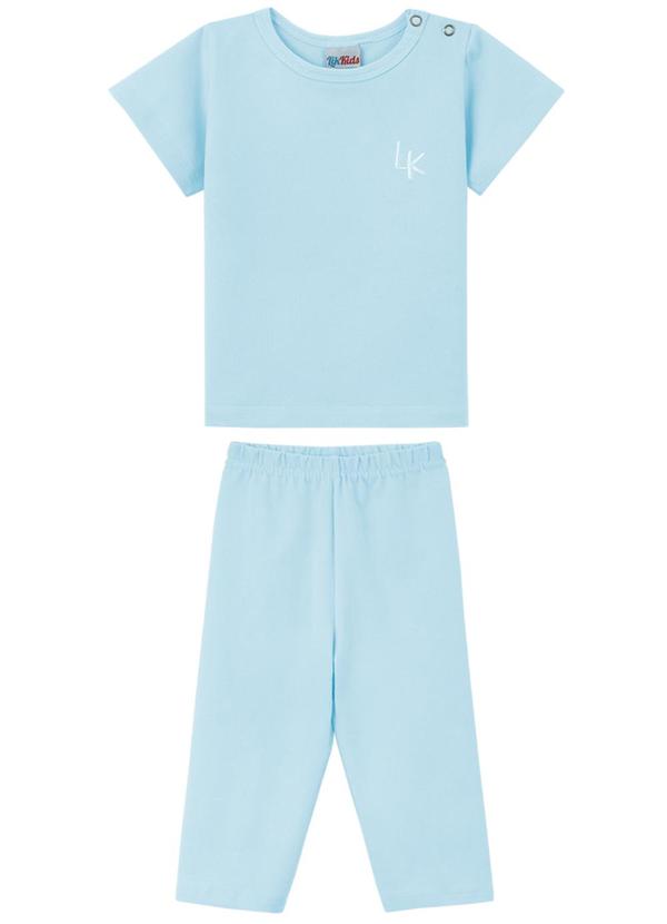 Lik Kids - Conjunto Camiseta e Calça Cotton Bordado Azul