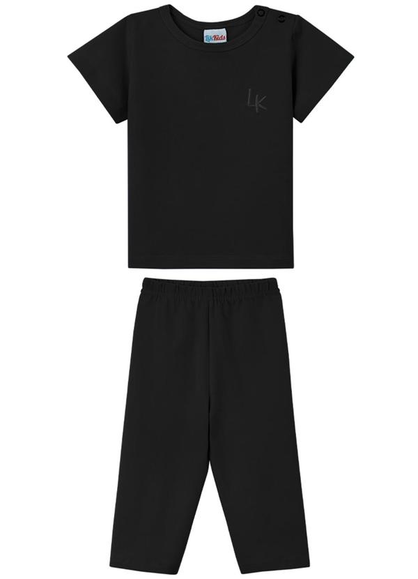 Lik Kids - Conjunto Camiseta e Calça Cotton Bordado Preto 1