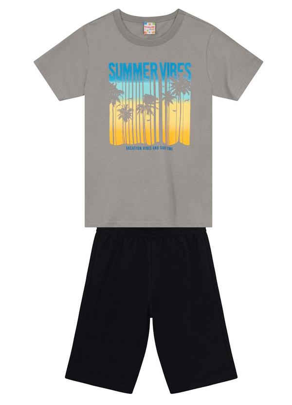 Brandili - Conjunto Infantil Menino de Coqueiros Cinza