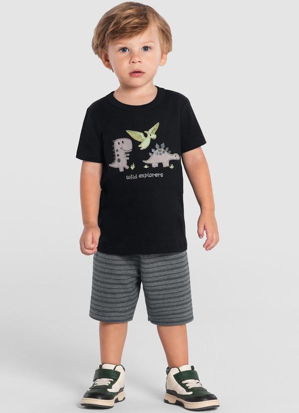 Brandili - Conjunto Infantil Menino de Dinossauros Preto