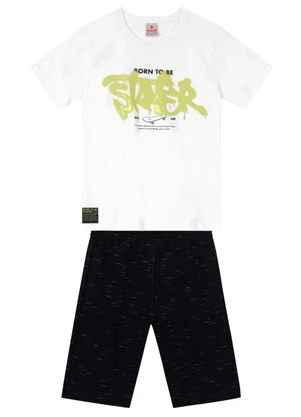 Brandili - Conjunto Infantil Menino de Skate Branco - BRANDILI