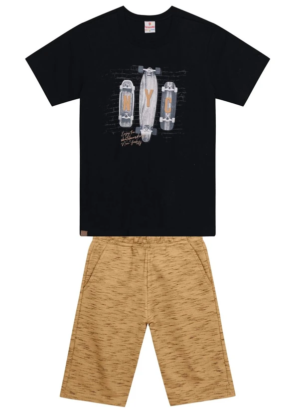 Brandili - Conjunto Infantil Menino de Skate Preto