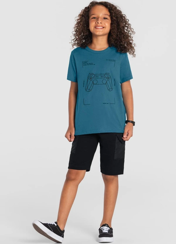 Brandili - Conjunto Infantil Menino de Video Game Azul