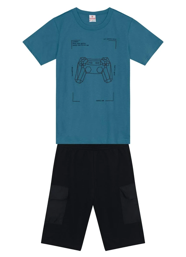 Brandili - Conjunto Infantil Menino de Video Game Azul 2