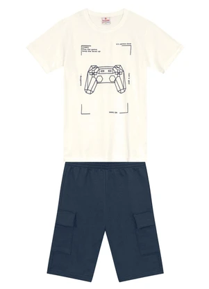 Brandili - Conjunto Infantil Menino de Video Game Bege - BRANDILI