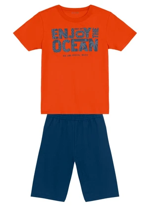 Brandili - Conjunto Infantil Menino em Puff Laranja - BRANDILI