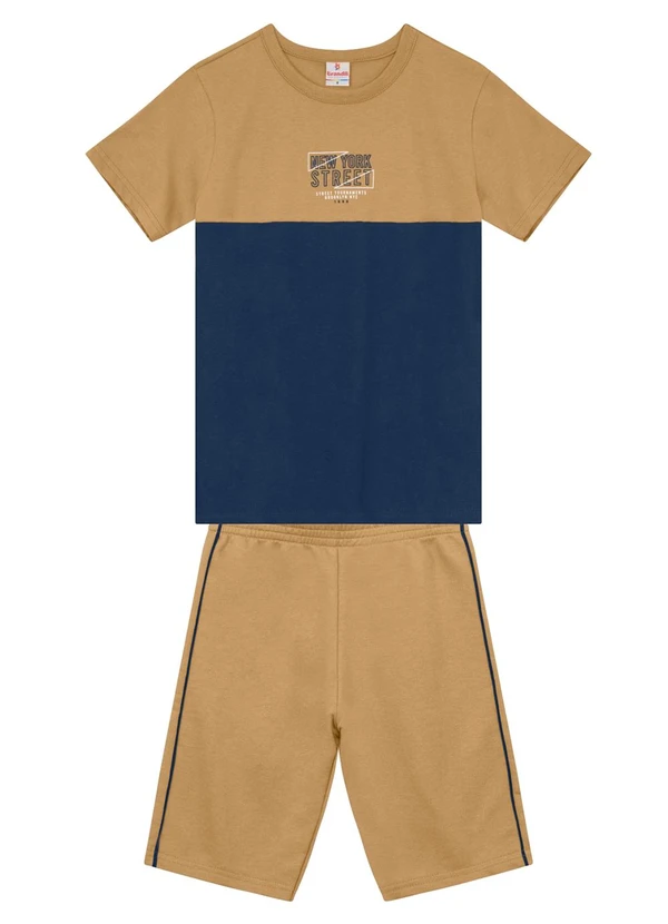 Brandili - Conjunto Infantil Menino Estampa Urbana Marrom