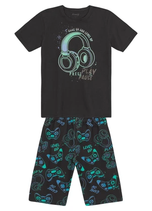 Brandili - Conjunto Infantil Menino Gamer Cinza - BRANDILI