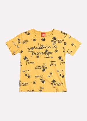 Kyly - Camiseta  Infantil Menino Lettering Amarelo - KYLY