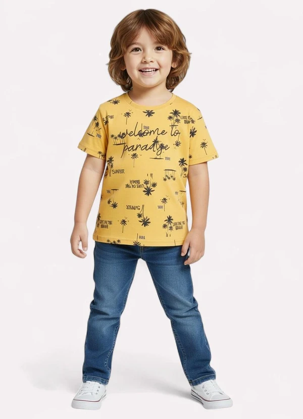 Kyly - Camiseta Infantil Menino Lettering Amarelo