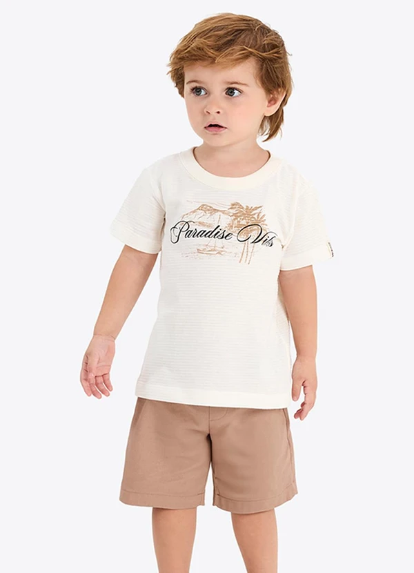 Rovi Kids - Conjunto Infantil Verão em Meia Malha Bege