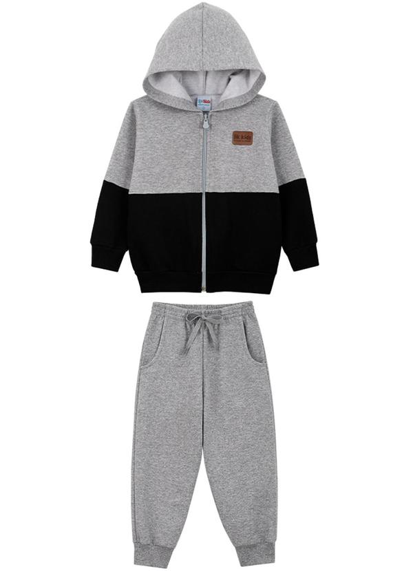 Lik Kids - Conjunto Jaqueta Recortes e Calça 2 Cabos Cinza