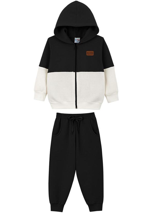 Lik Kids - Conjunto Jaqueta Recortes e Calça 2 Cabos Preto