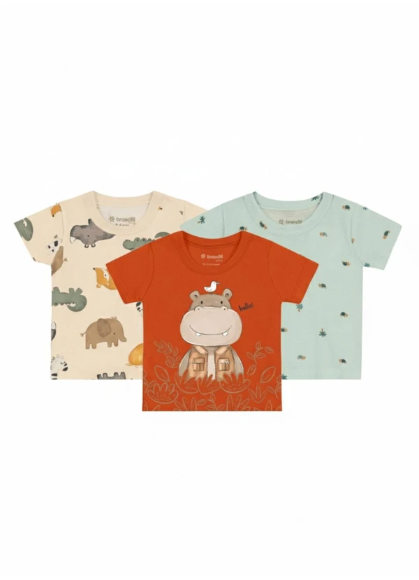 Brandili - Kit Bebê Menino com 3 Camisetas Sortidas