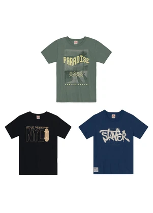 Brandili - Kit Infantil Menino com 3 Camisetas Sortidas - BRANDILI