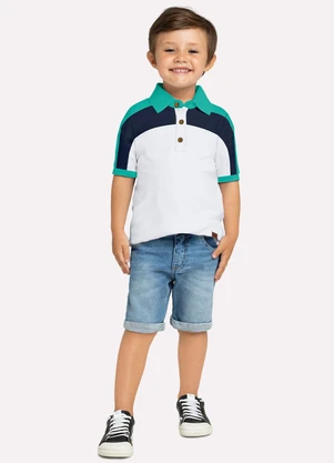 Milon - Polo Infantil Menino em Piquet Branco - MILON