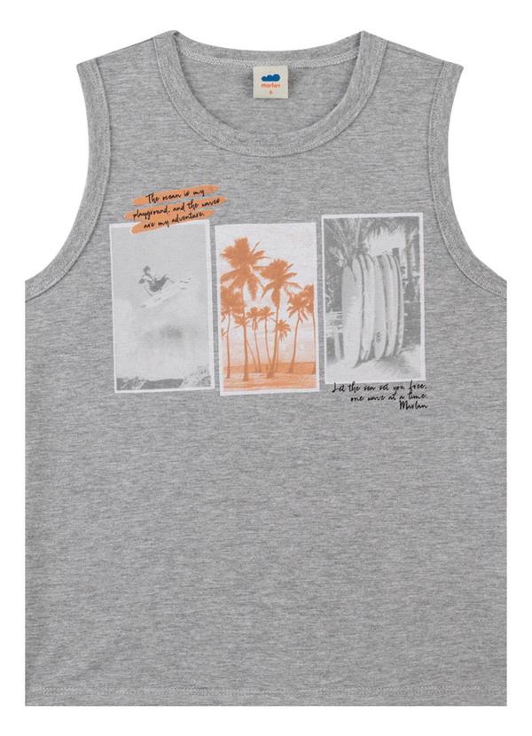 Marlan - Regata em Meia Malha Penteada Cinza